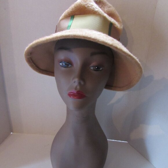 Vintage 1970 Style Bucket Hat Camel Color Velour Made in Austria Chesterfield main image 7